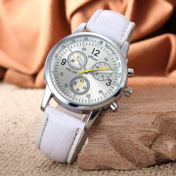 NEW6 PackLeather Quartz Watch Geneva Unisex Casual Dress Wrist Band …